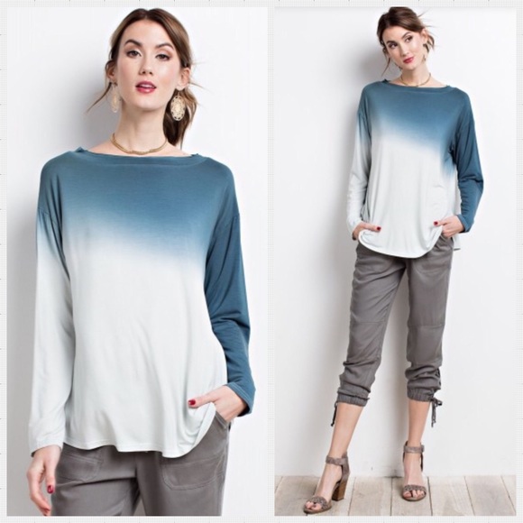 Tops - LAST ONE MED🦋Stunning Faded Teal Ombré Dye Top.